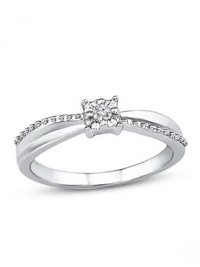⭐️ Kay Jewelers Diamond Accent Sculpted Promise Ring Stirling Silver Size 6